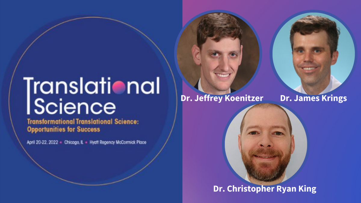 KL2 scholars (top left) Jeffrey Koenitzer, MD, PhD; (top right) James Krings, MD, MSCI; (Bottom) Christopher Ryan King, MD, PhD